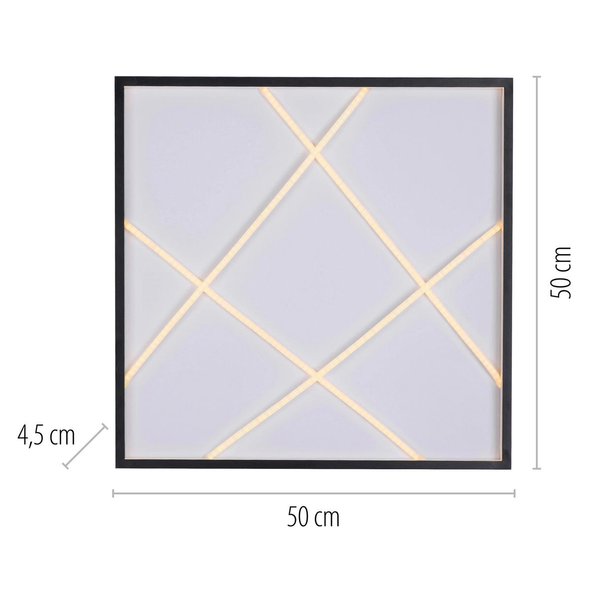 Just Light LED-Deckenleuchte schwarz B/H/L: ca. 50x5,3x50 cm LED-Deckenleuchte_Mikado - schwarz (50,00/50,00/5,30cm) - Just Light