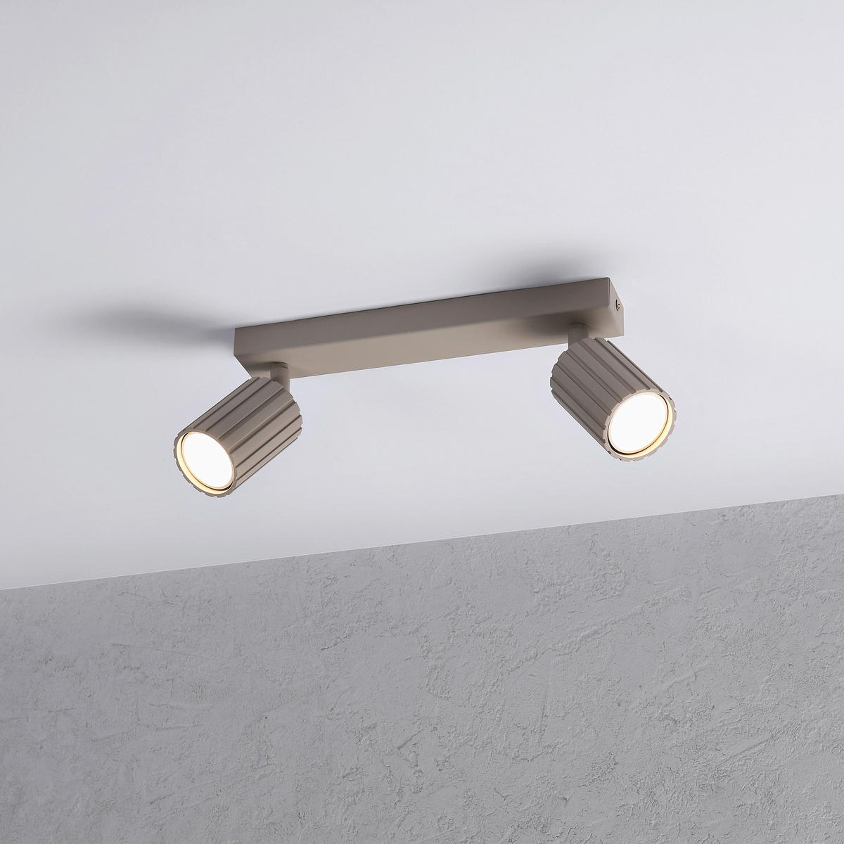 Lamkur Strahler beige Stahl B/H/L: ca. 6,5x16,5x30 cm 2 Brennstellen Prisma - beige (30,00/6,50/16,50cm) - Lamkur