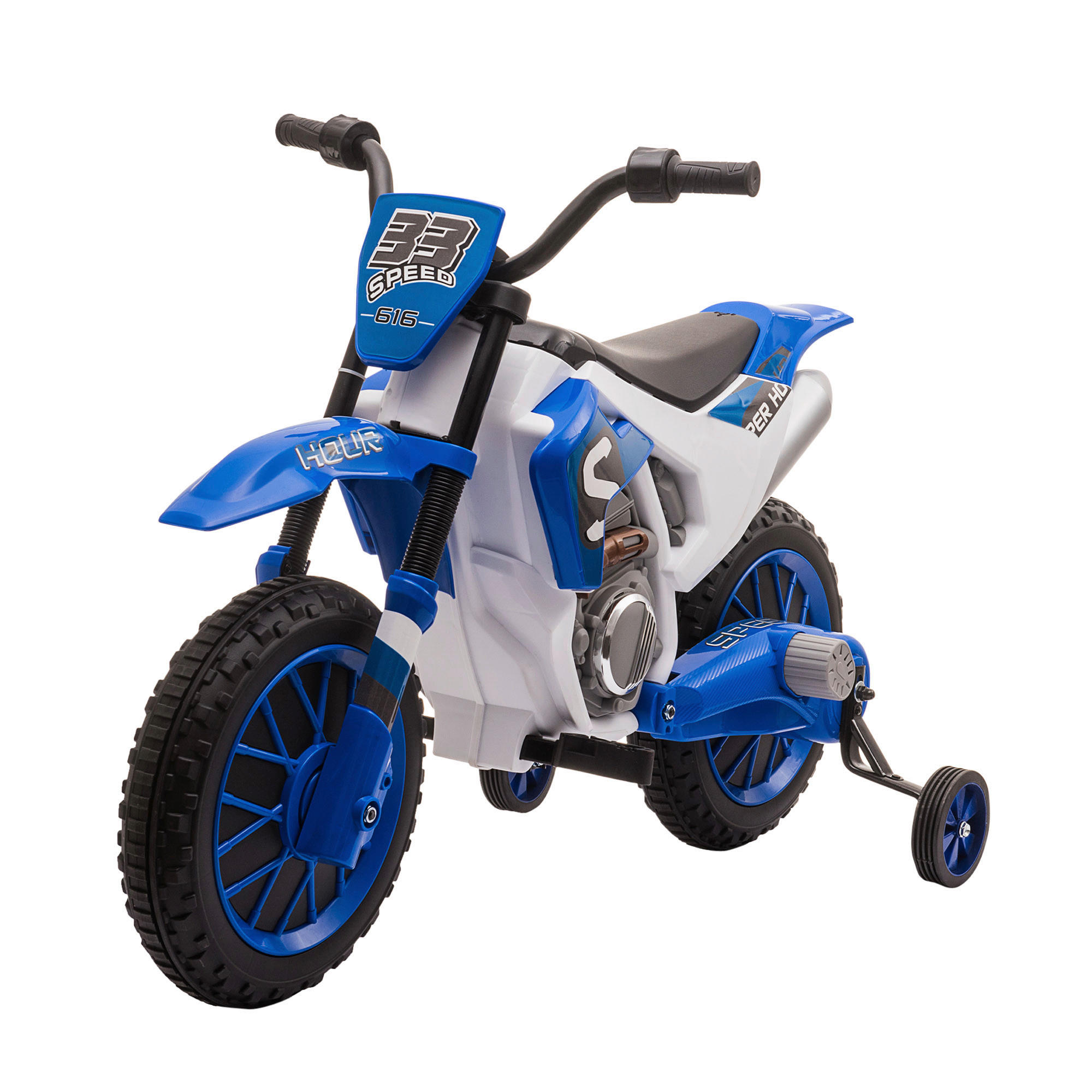 HOMCOM Kinder-Elektromotorrad blau B/H/L: ca. 51,5x68x106,5 cm Kinder-Elektromotorrad - blau (106,50/51,50/68,00cm) - HOMCOM