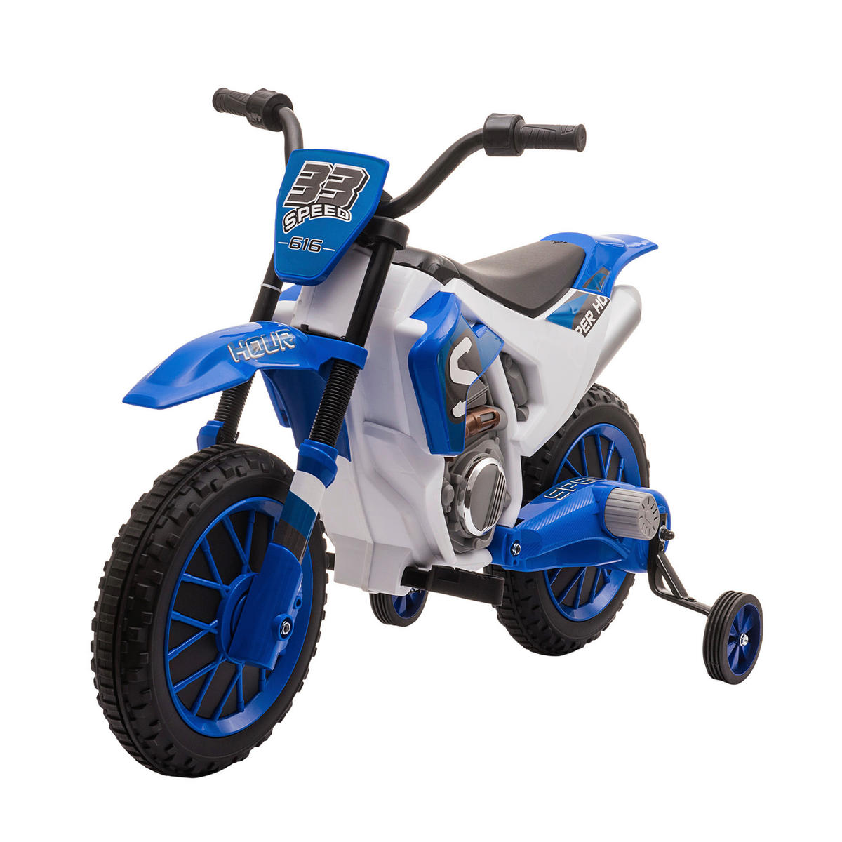 HOMCOM Kinder-Elektromotorrad blau B/H/L: ca. 51,5x68x106,5 cm Kinder-Elektromotorrad - blau (106,50/51,50/68,00cm) - HOMCOM