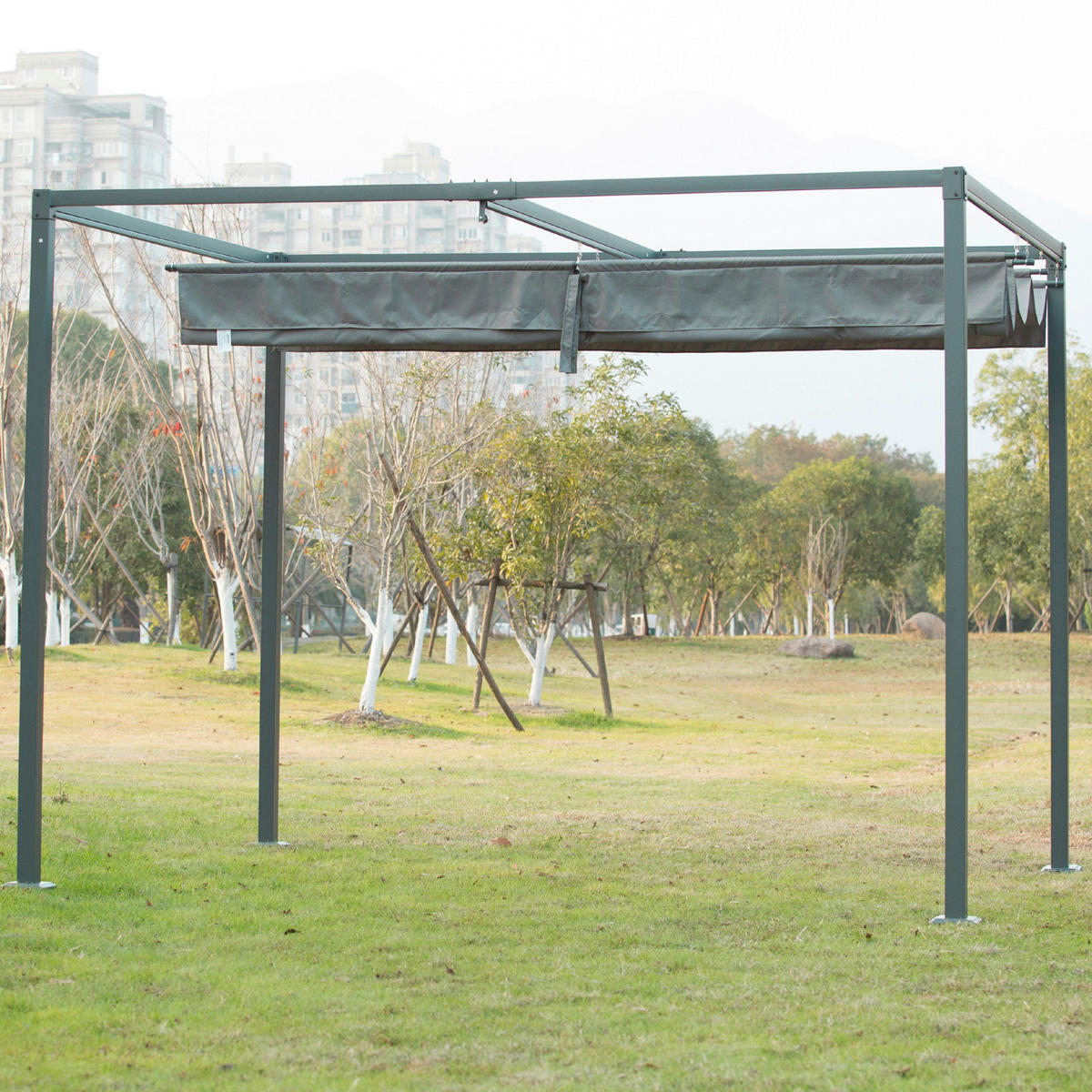 Outsunny Pergola grau Metall B/L: ca. 206x290 cm Pergola - grau (206,00/290,00cm) - Outsunny