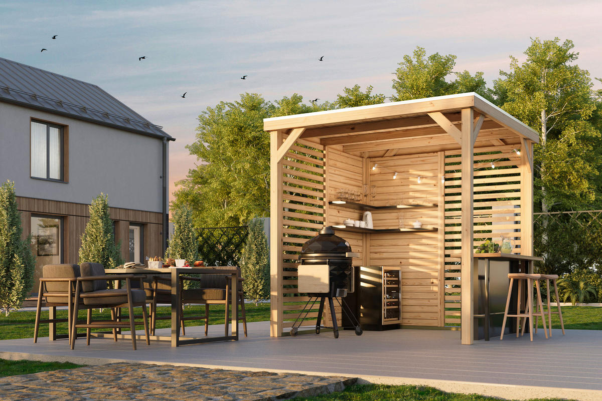 Karibu Pavillon Arizona natur Fichte B/H/T: ca. 231x243x231 cm Arizona - natur (231,00/243,00/231,00cm) - Karibu