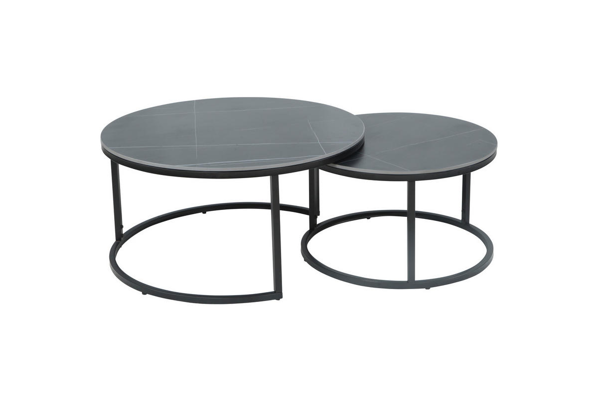 Couchtisch Luis II grau Marmoroptik schwarz H/D: ca. 41x80 cm Luis II - Marmoroptik/schwarz (80,00/41,00cm) - Hela