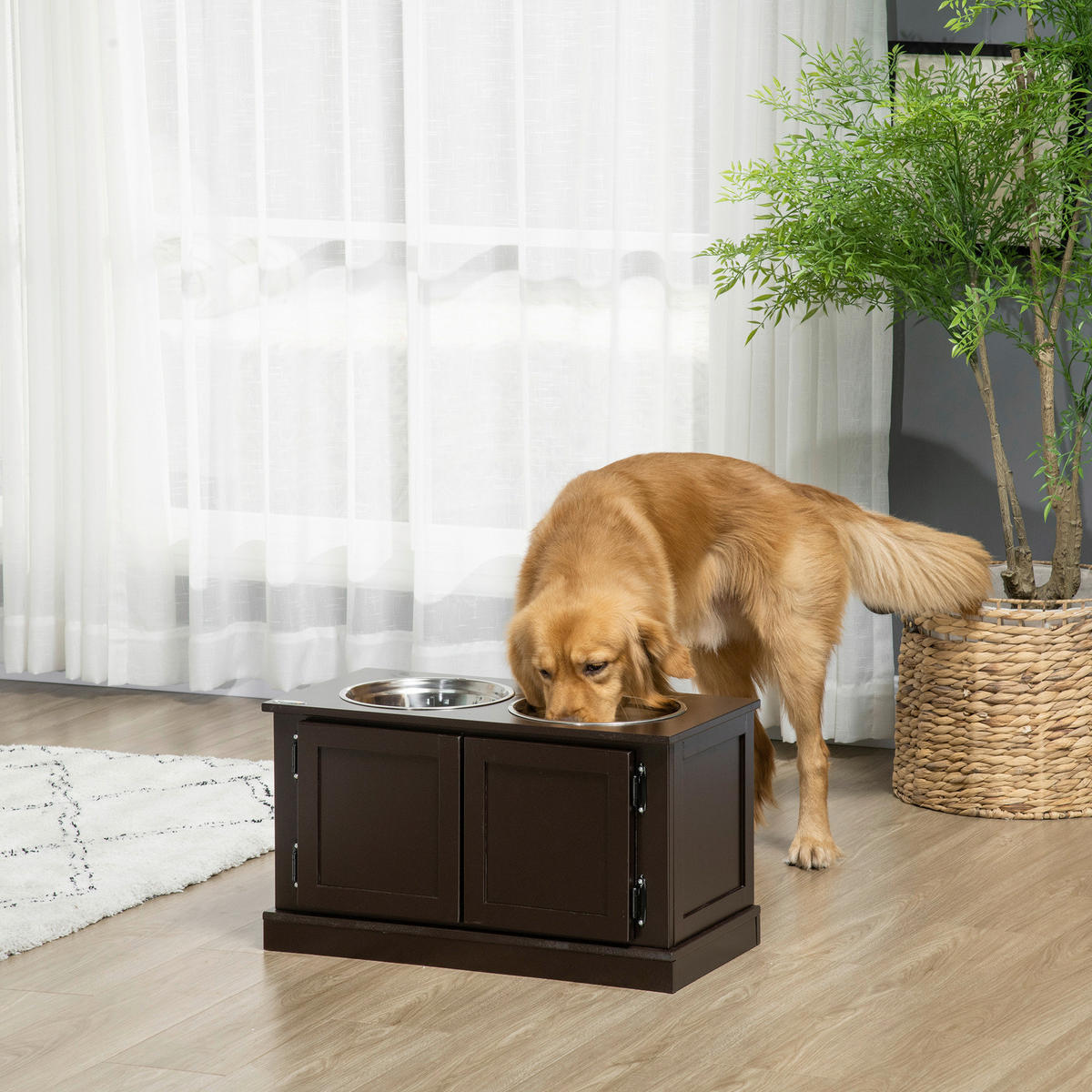 PawHut Hundenapf kaffee MDF B/H/L: ca. 30x34x60 cm Hundenapf - kaffee (60,00/30,00/34,00cm) - PawHut