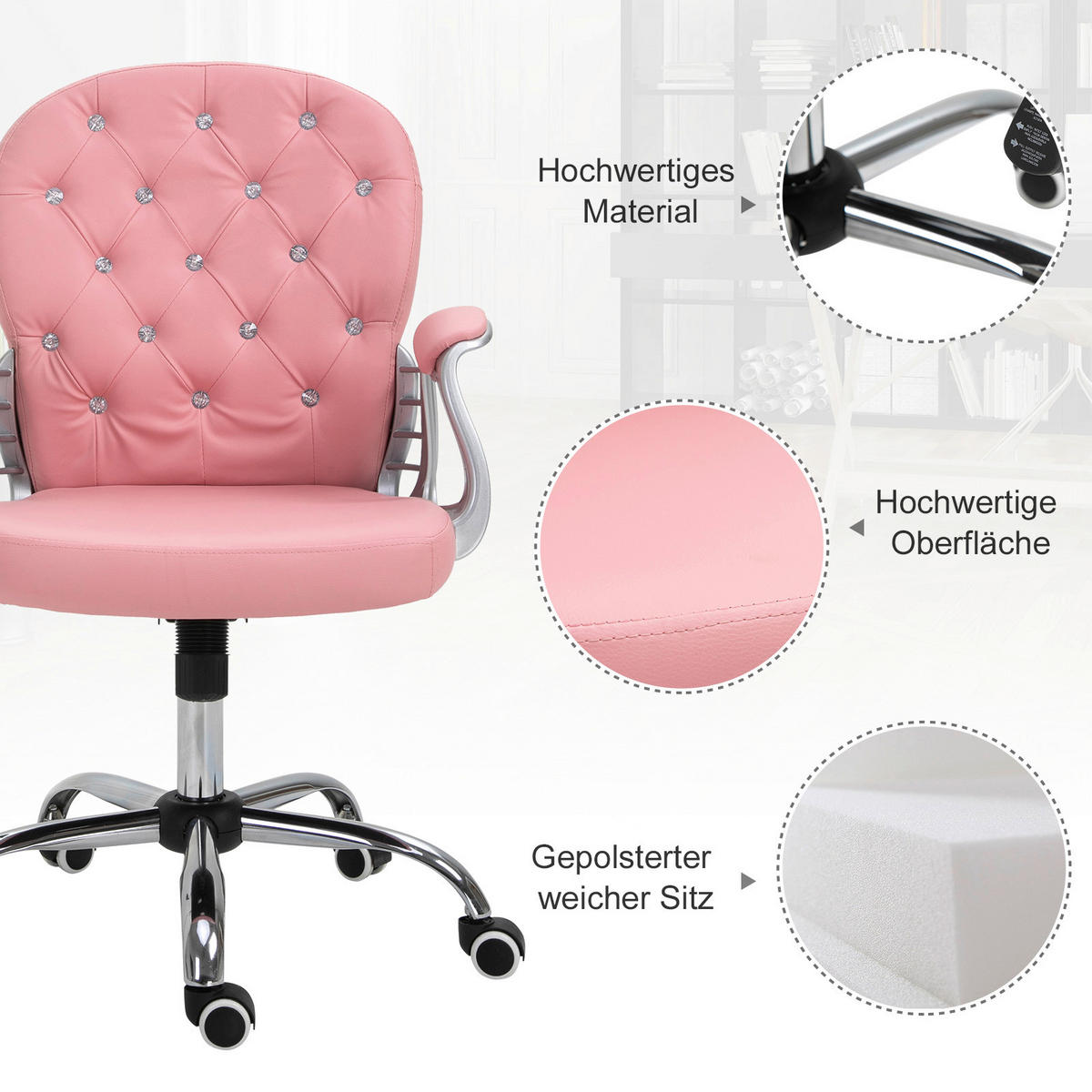 Drehstuhl 921-169V01PK rosa 921-169V01PK - rosa (60,50/59,50cm) - Vinsetto