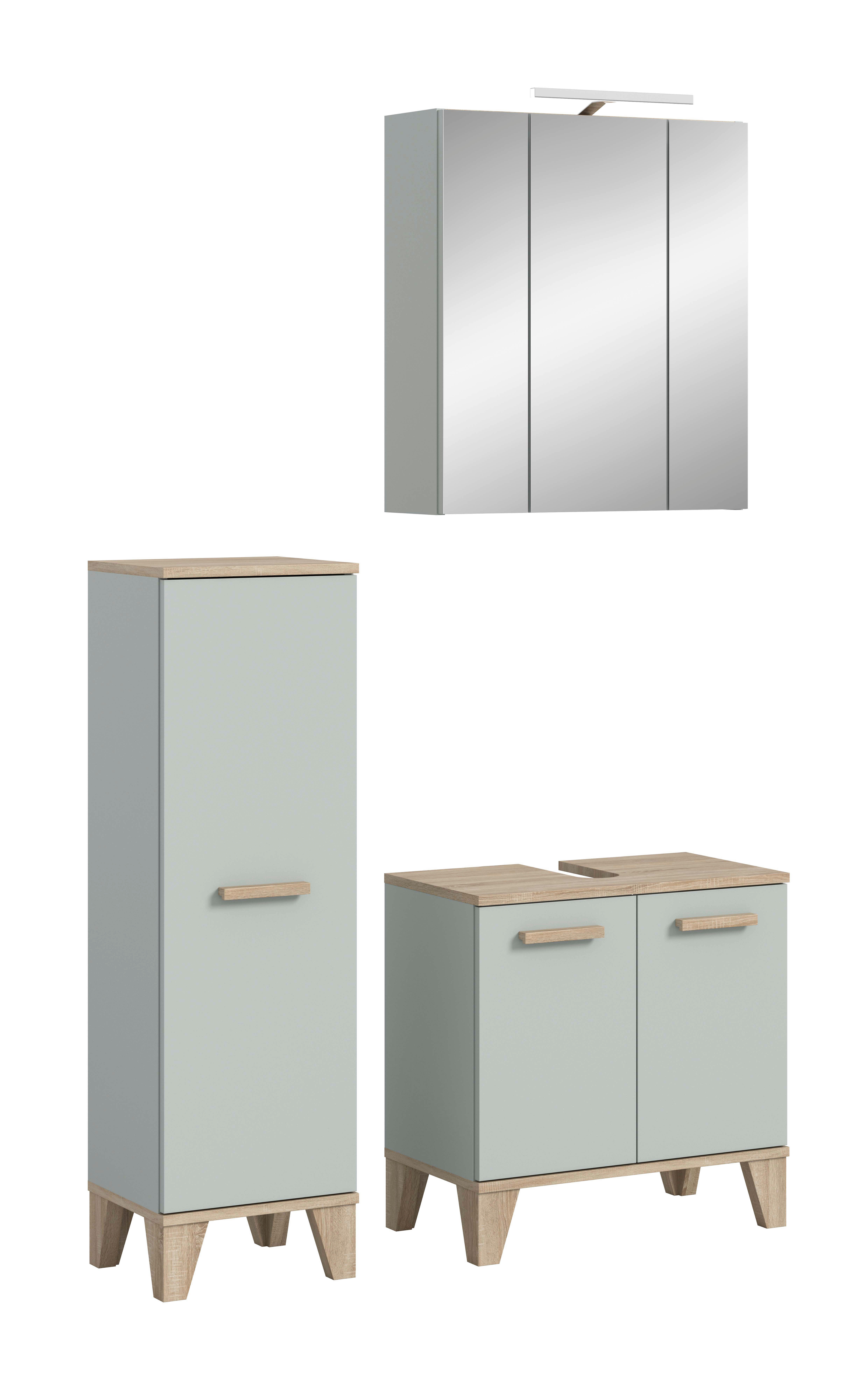 Badezimmer-Set STAR hellgrün Eiche hell Nachbildung B/H/T: ca. 109x190x34 cm STAR - hellgrün (109,00/190,00/34,00cm) - xonox.home