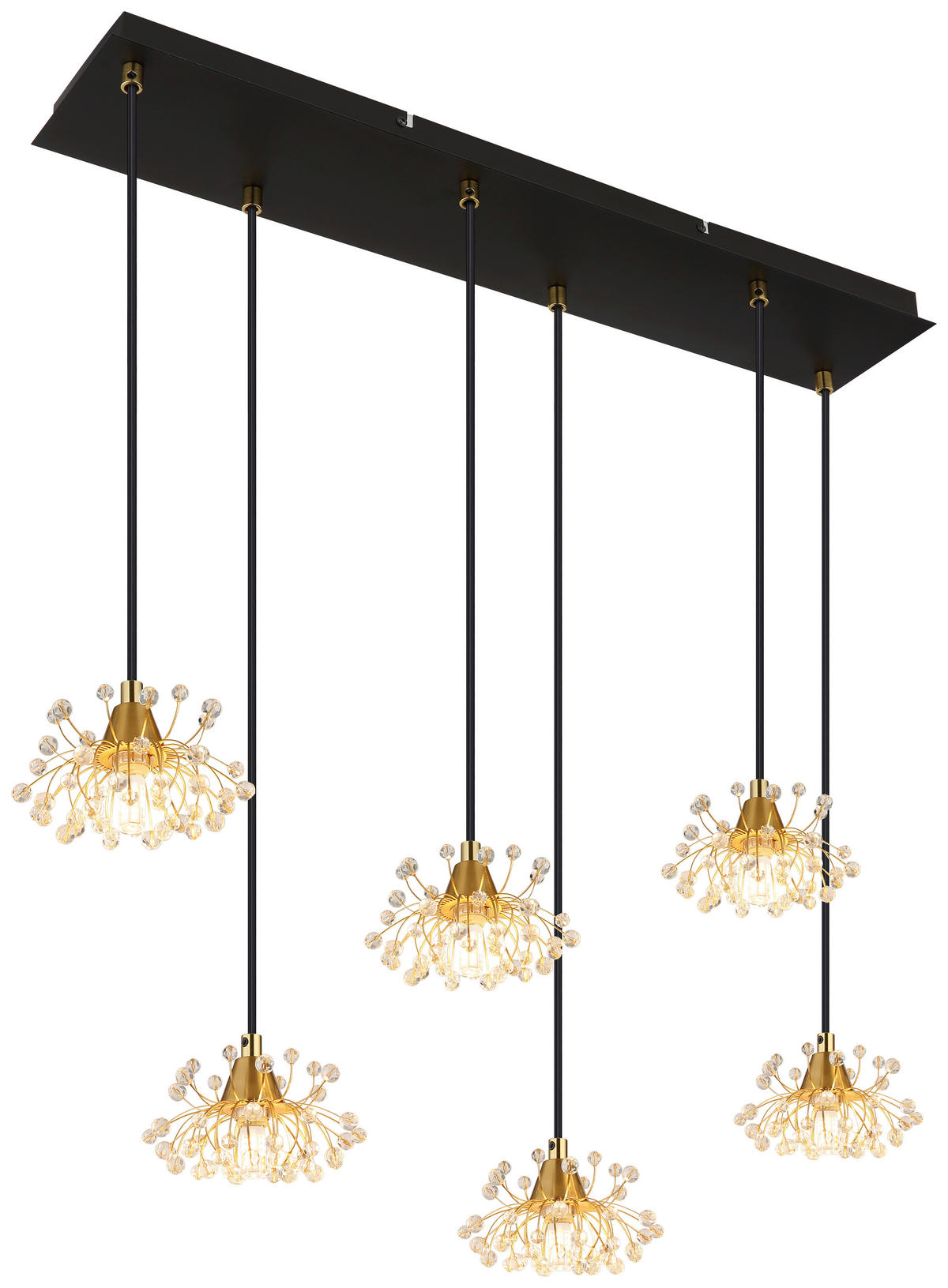 GLOBO Pendelleuchte FIORE 16054-6H schwarz gold Metall Acryl B/H/L: ca. 24x120x77,5 cm G9 6 Brennstellen FIORE - gold/schwarz (77,50/24,00/120,00cm) - GLOBO