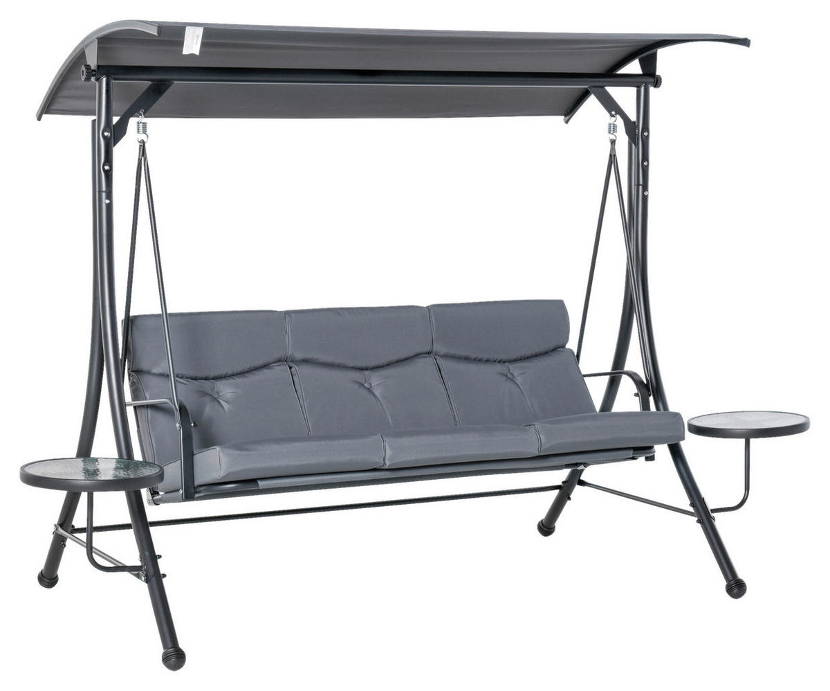 Outsunny Hollywoodschaukel grau Polyester B/H/L: ca. 125x177x271 cm Hollywoodschaukel - grau (271,00/125,00/177,00cm) - Outsunny