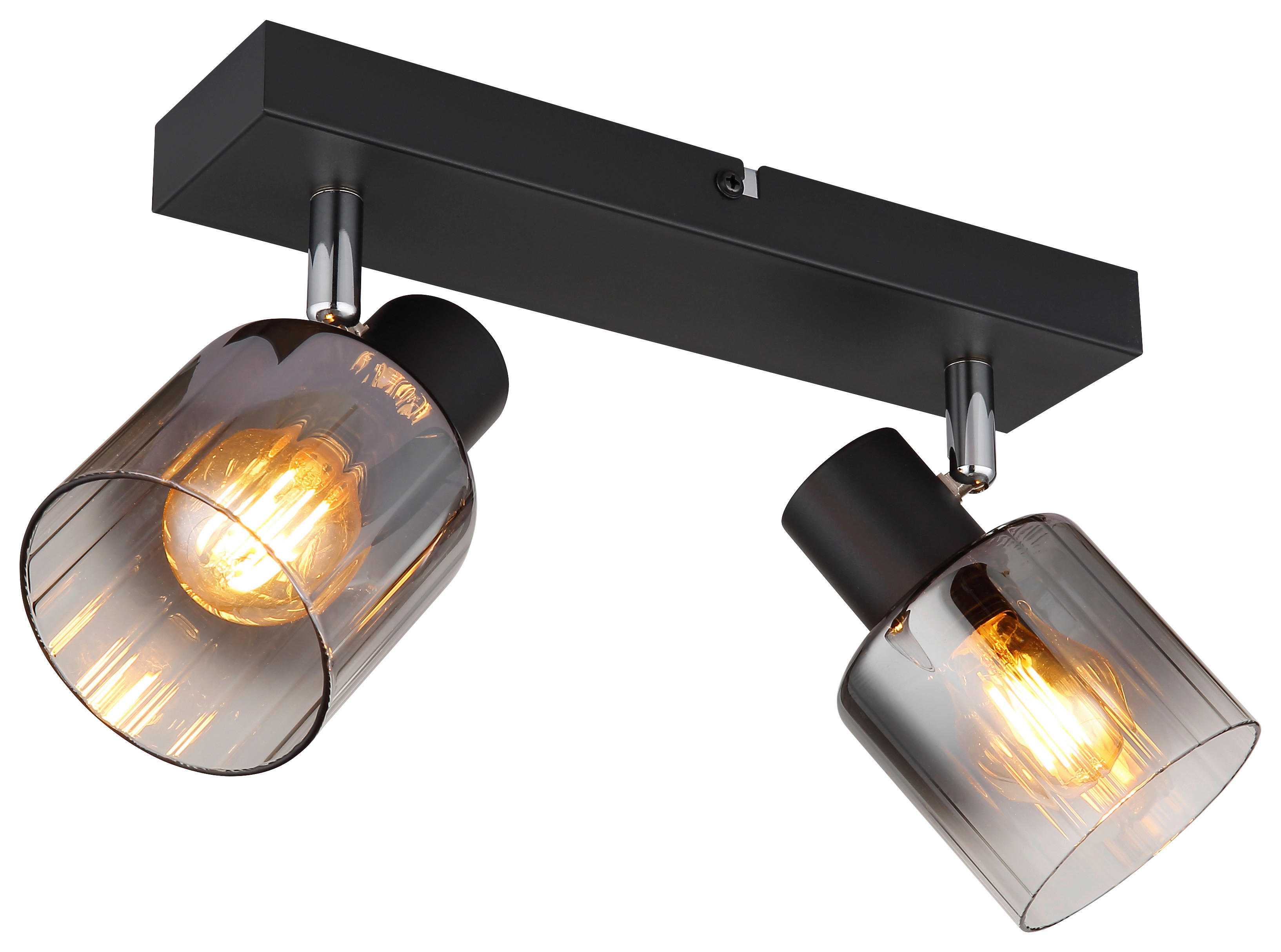 GLOBO Spot JACK 80400208 Rauch klar schwarz Metall Glas B/H/L: ca. 26x13,5x8 cm E14 2 Brennstellen JACK - klar/schwarz (8,00/26,00/13,50cm) - GLOBO
