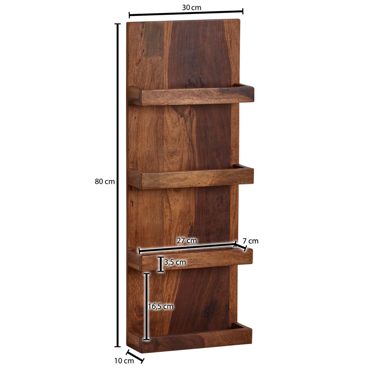 Wandregal rosenholz Holz B/H/T: ca. 30x80x10 cm Wandregal - rosenholz (30,00/80,00/10,00cm) - Wohnling