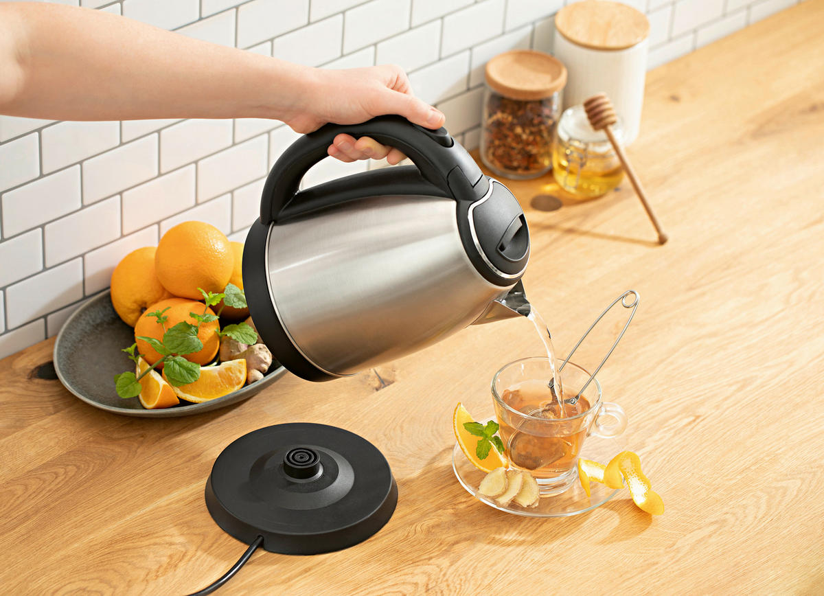 GOURMETmaxx Wasserkocher 13704 schwarz silber Kunststoff Edelstahl B/H/L: ca. 16x24x21 cm ca. 1,8 l Wasserkocher_Edelstahl 13704 - schwarz/silber (21,00/16,00/24,00cm) - GOURMETmaxx