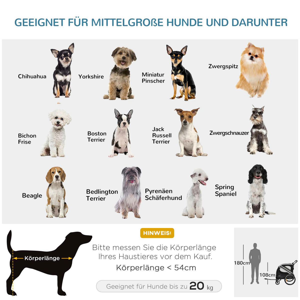 PawHut Hunde-Zubehör grau Edelstahl B/H/L: ca. 72,5x140x108 cm Hundwagen - grau (108,00/72,50/140,00cm) - PawHut