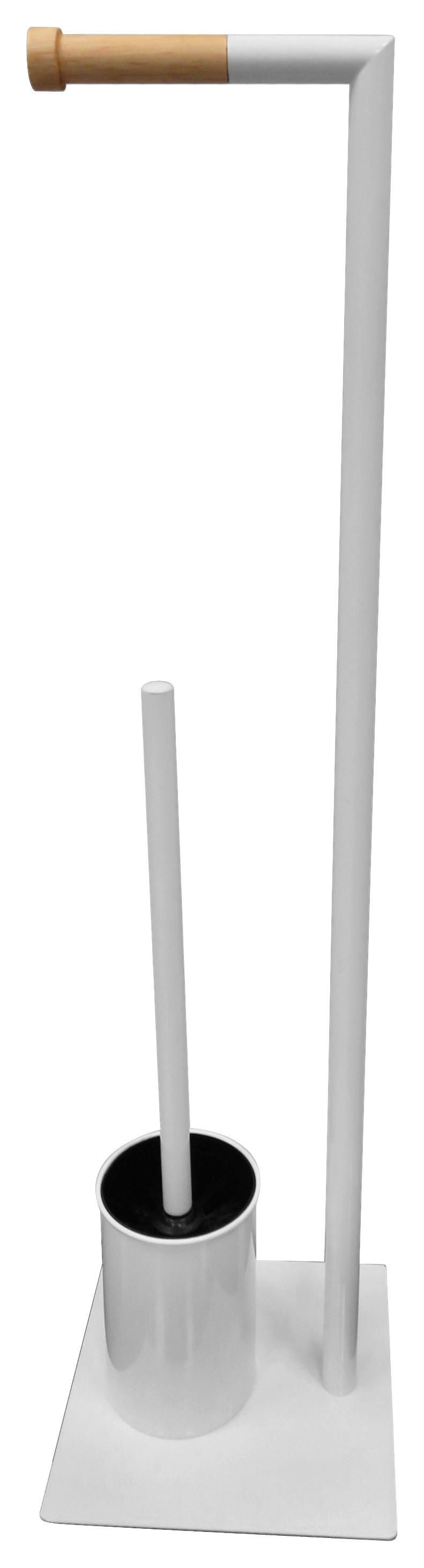 WC-Standgarnitur weiß braun Metall Stand-WC-Garnitur_Nordic_White - braun/weiß (18,00/18,00/70,00cm) - POCOline