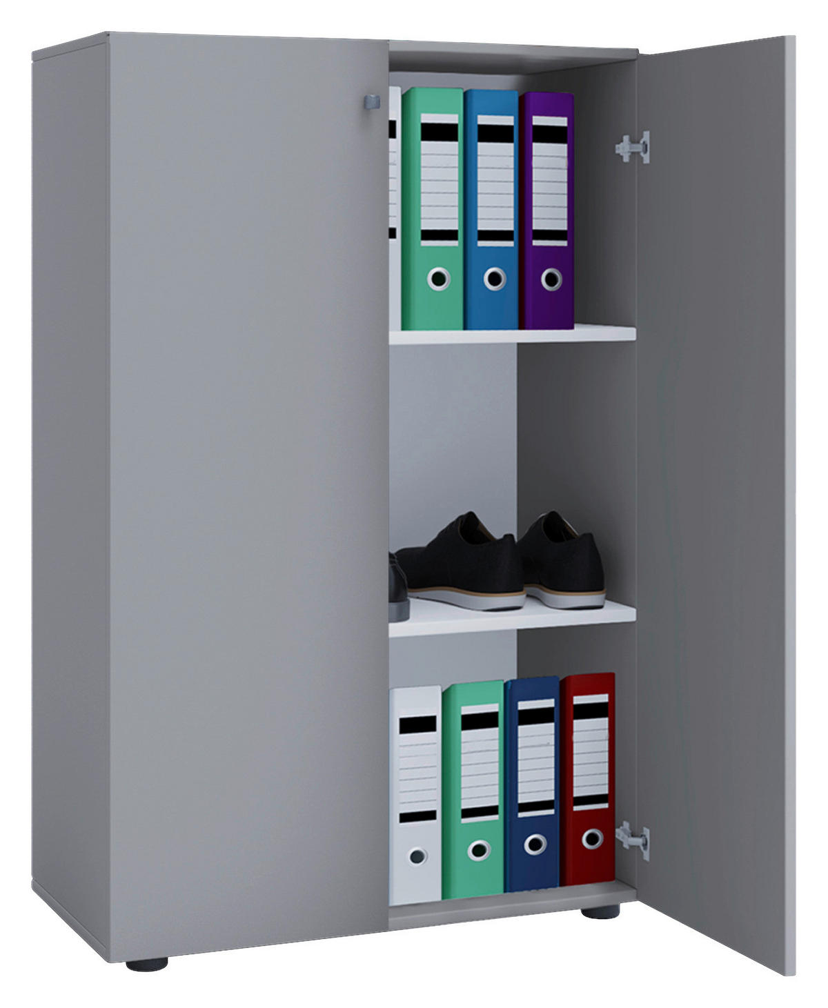 Büroschrank Lona XL grau weiß B/H/T: ca. 70x110x39 cm Lona XL - weiß/grau (70,00/110,00/39,00cm) - VCM Möbel