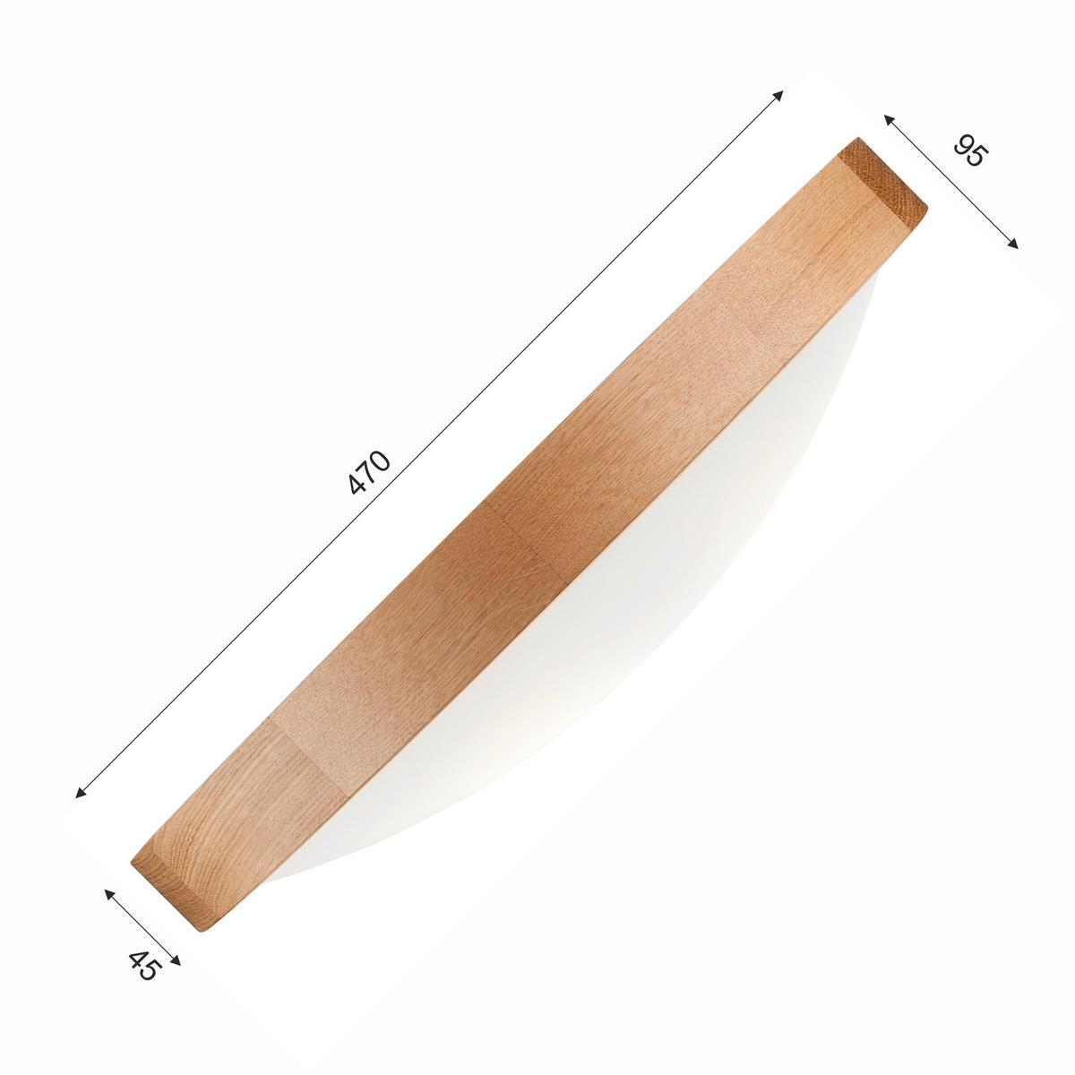 Lamkur Deckenleuchte ANELLO 41308 Eiche Glas Holz H/L: ca. 8x47 cm E27 3 Brennstellen Anello - Eiche (47,00cm) - Lamkur