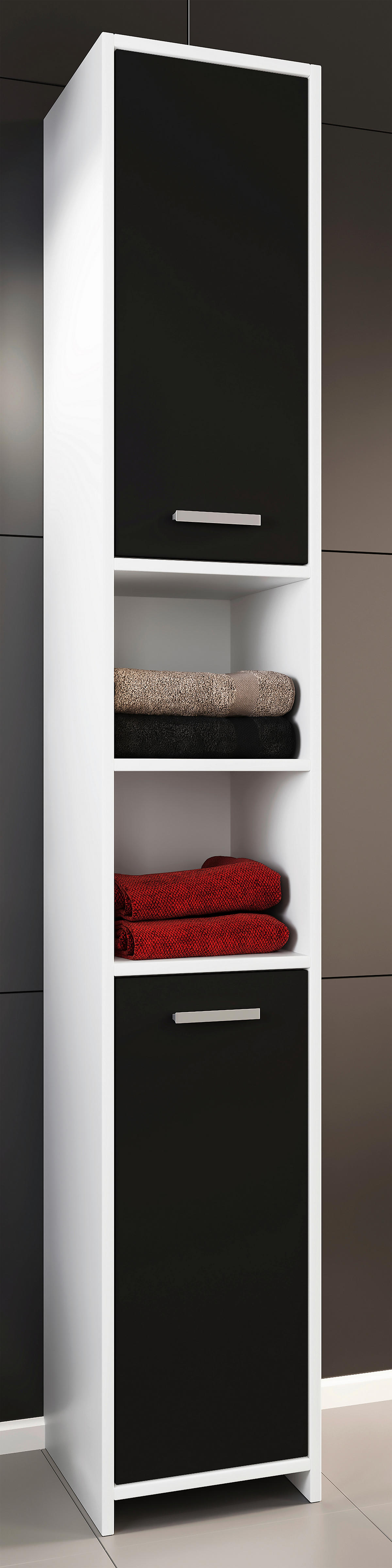 Hochschrank Zalo weiß schwarz B/H/T: ca. 30x180x30 cm Zalo - weiß/schwarz (30,00/180,00/30,00cm) - VCM Möbel