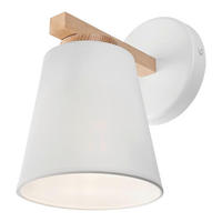 Lamkur Wandleuchte ELLIE 37783 weiß Stoff Holz Stahl H/L: ca. 24x22 cm E27 1 Brennstellen Ellie - weiß (22,00cm) - Lamkur