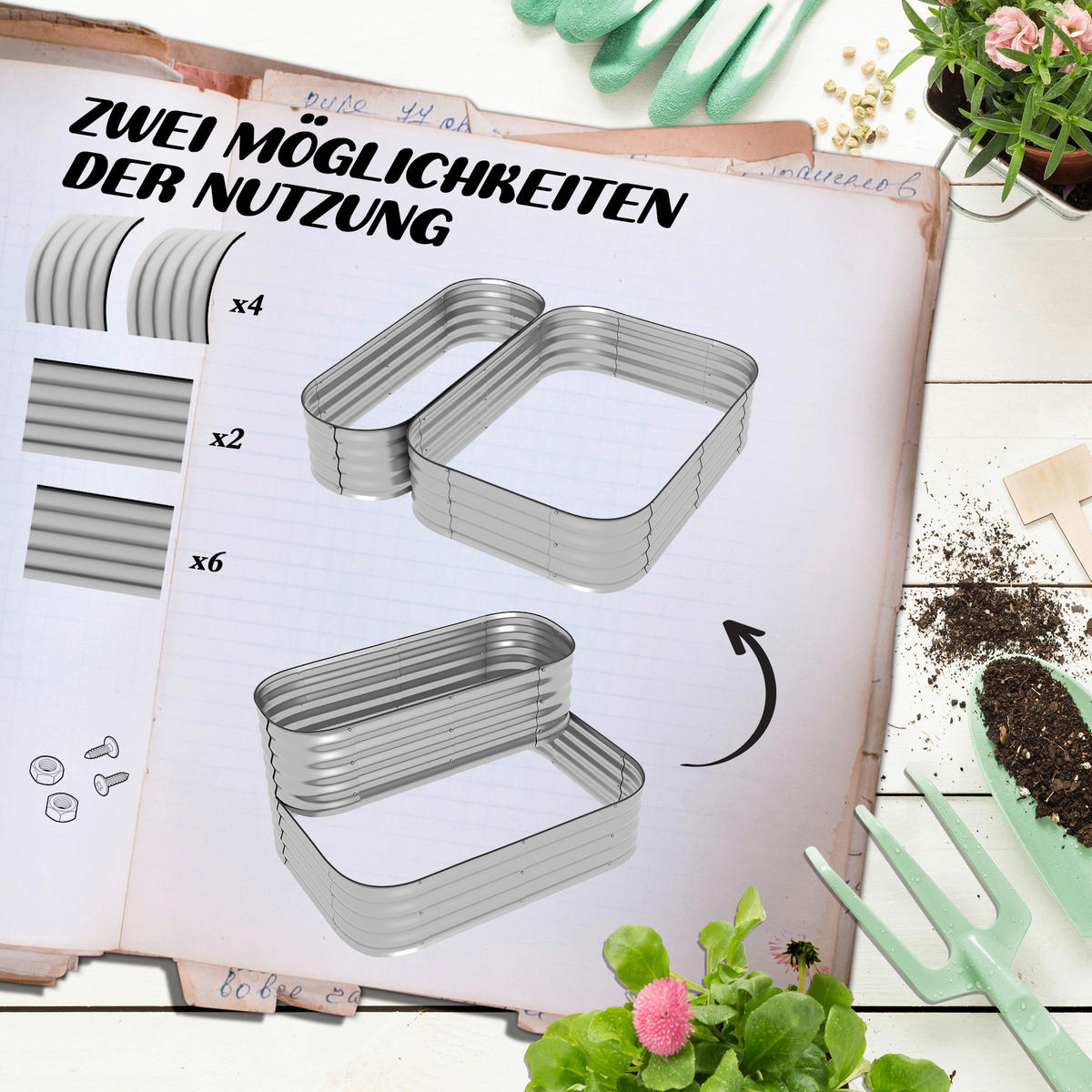 Outsunny Hochbeet silber Metall B/H/L: ca. 90x30x120 cm Hochbeet - silber (120,00/90,00/30,00cm) - Outsunny