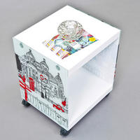 Beistelltisch Logo weiß MDF Glas B/H/T: ca. 38x46x33,5 cm Logo - weiß/schwarz (38,00/46,00/33,50cm) - Inter Link