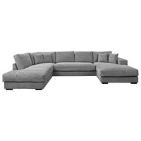 Wohnlandschaft Eden U grau Microfaser B/H/T: ca. 386x85x227 cm Eden U - schwarz/grau (386,00/85,00/227,00cm)