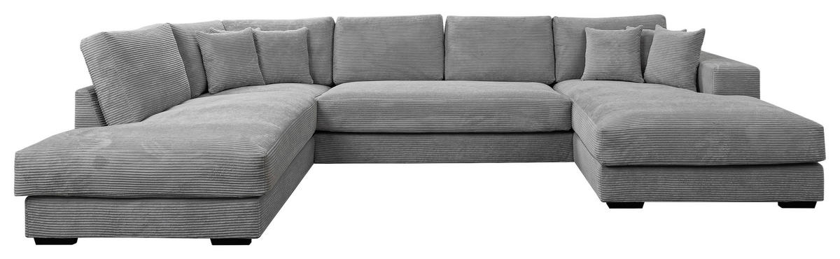 Wohnlandschaft Eden U grau Microfaser B/H/T: ca. 386x85x227 cm Eden U - schwarz/grau (386,00/85,00/227,00cm)