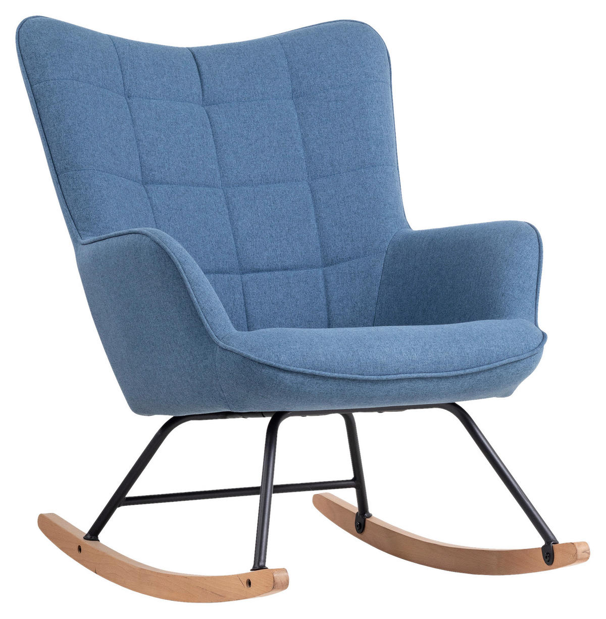 byLIVING Schaukelstuhl RICHIE blau schwarz natur Webstoff Metall Buche B/H/T: ca. 72x92x92 cm RICHIE - blau/natur (72,00/92,00/92,00cm) - byLIVING