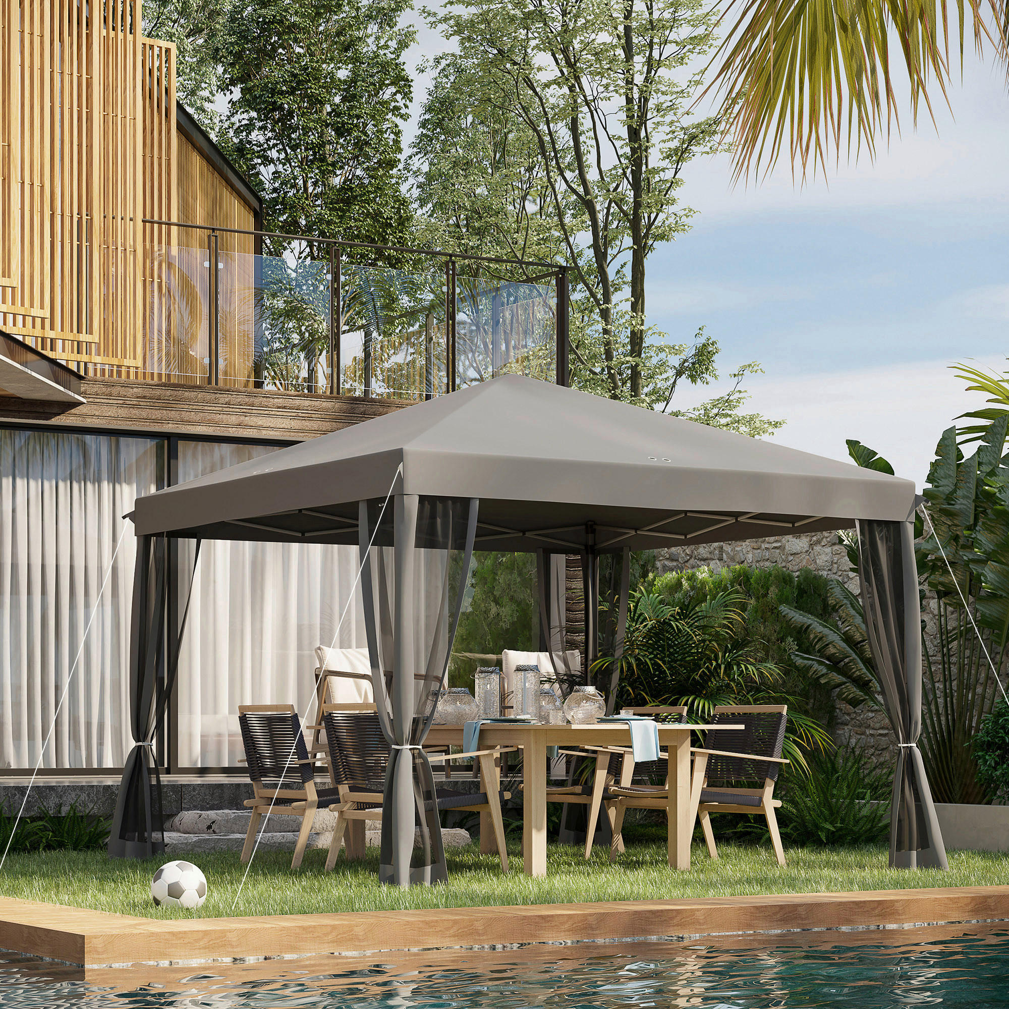 Thumbnail - Outsunny Pavillon schwarz Metall B/H/L: ca. 295x260x295 cm