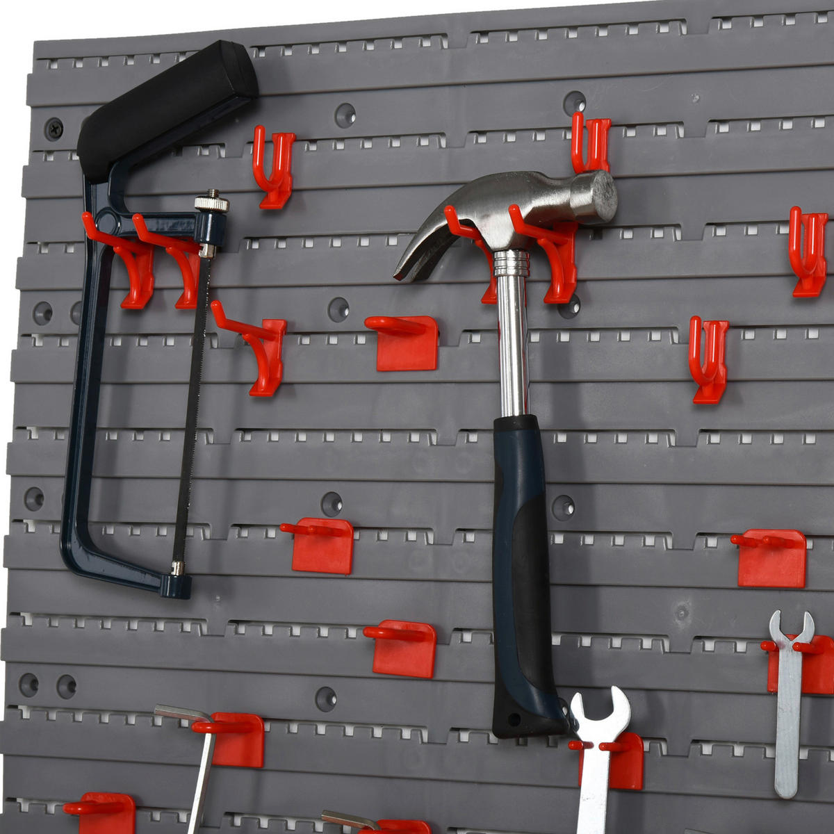 Werkzeuglochwand mit 54-teiliges Zubehör grau B/H/T: ca. 96x54x23 cm Werkzeuglochwand B40-023 - rot/grau (96,00/54,00/23,00cm) - DURHAND