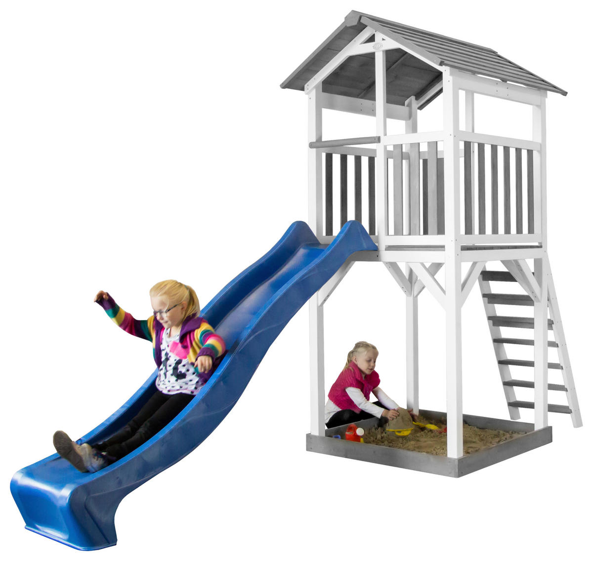AXI Spielturm Beach Tower weiß B/H/T: ca. 111,2x241,9x349 cm Beach Tower - blau/weiß (111,20/241,90/349,00cm) - AXI