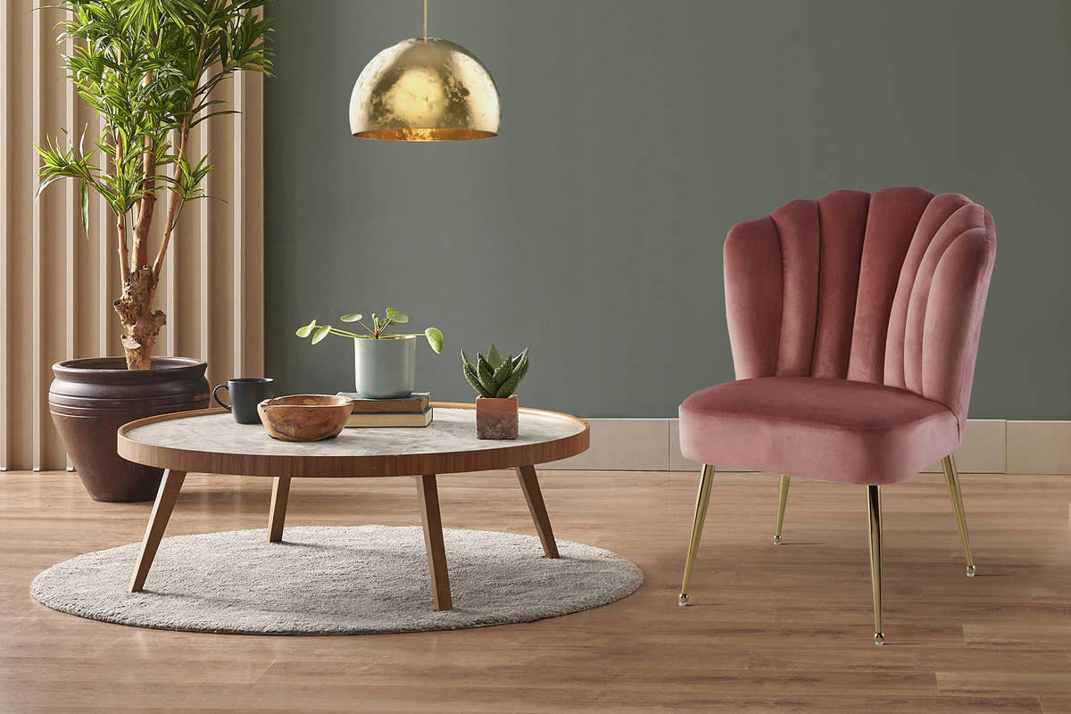 Stuhl Pippa 101 altrosa Microfaser B/H/T: ca. 67x87x70 cm Pippa 101 - messing/altrosa (67,00/87,00/70,00cm) - 360 Living