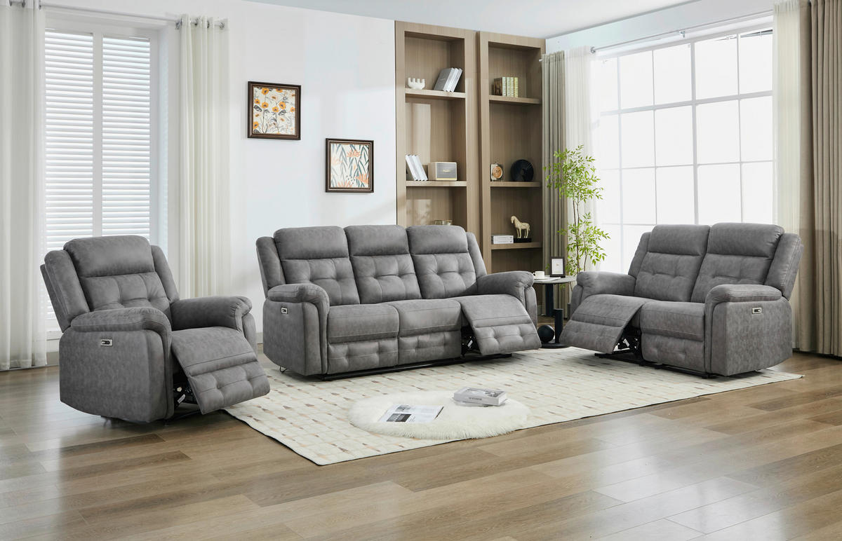 Sofa Philip grau Microfaser B/H/T: ca. 208x103x95 cm Philip - schwarz/grau (208,00/103,00/95,00cm)