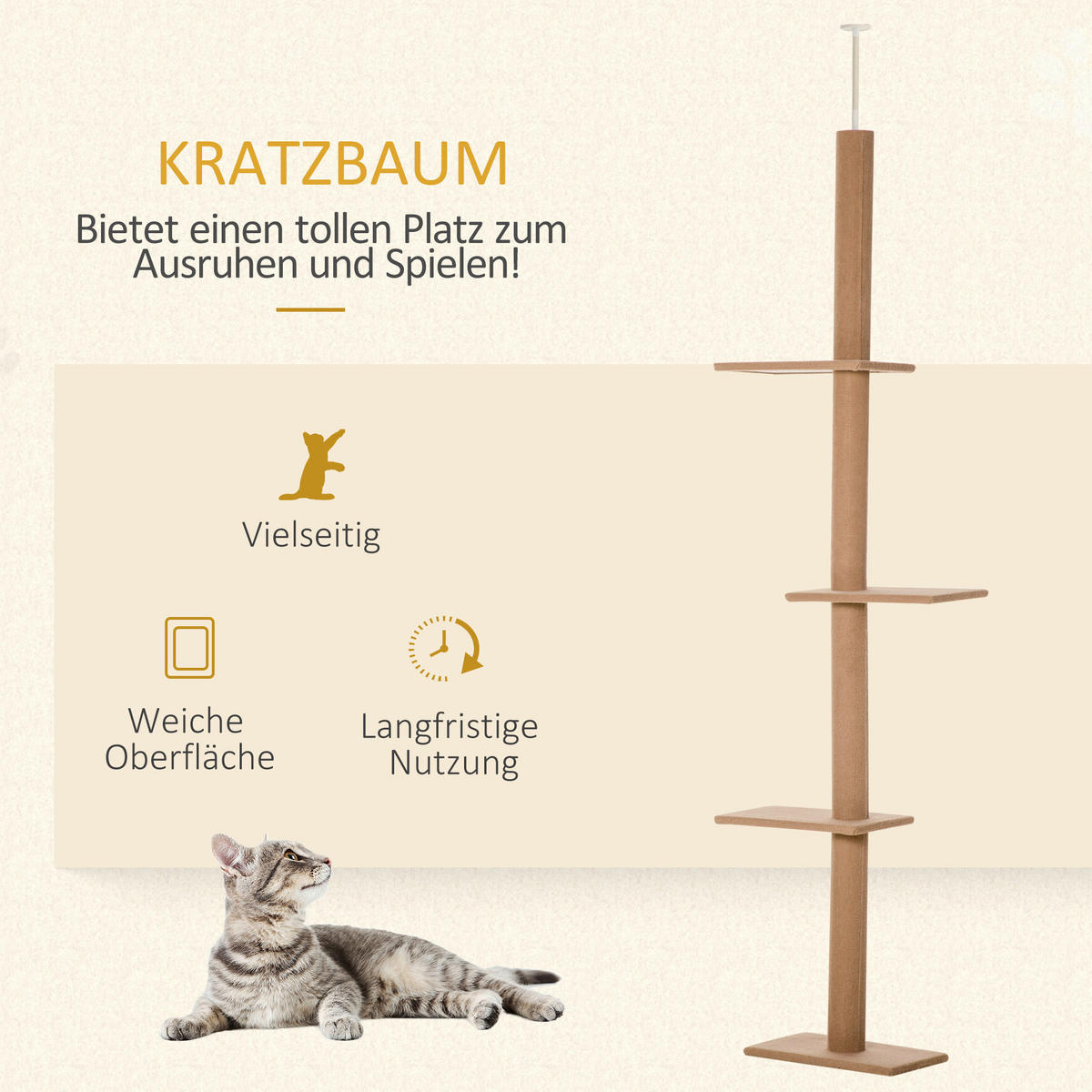 PawHut Kratzbaum braun Spanplatte B/H/L: ca. 27x228x43 cm Kratzbaum - braun (43,00/27,00/228,00cm) - PawHut