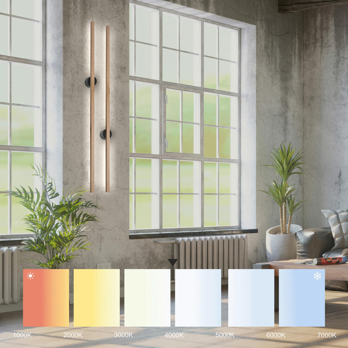 Lamkur LED-Wandleuchte Chrom PVC Stahl B/H/L: ca. 7x120x7 cm Longo - Chrom (7,00/7,00/120,00cm) - Lamkur