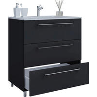 Badblock 2tlg-Schubo weiß schwarz B/H/T: ca. 60x86x46 cm 2tlg-Schubo - weiß/schwarz (60,00/86,00/46,00cm) - VCM Möbel