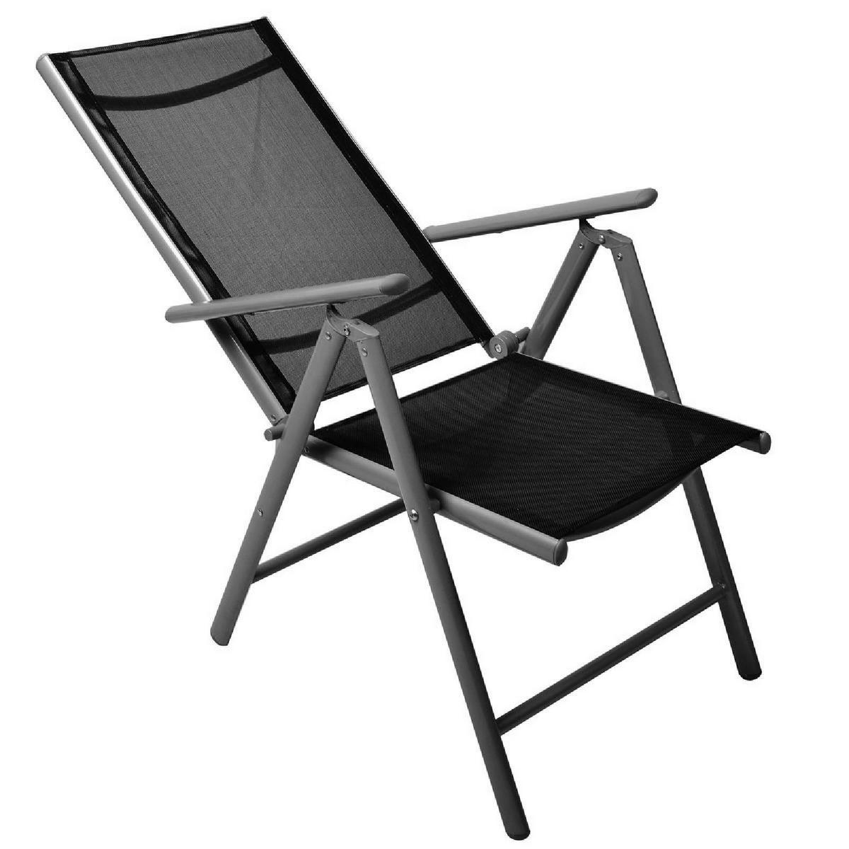VCM Klappstuhl-Set schwarz Textilene B/H/T: ca. 56x105x65 cm Klappstuhlset - schwarz (56,00/105,00/65,00cm) - VCM