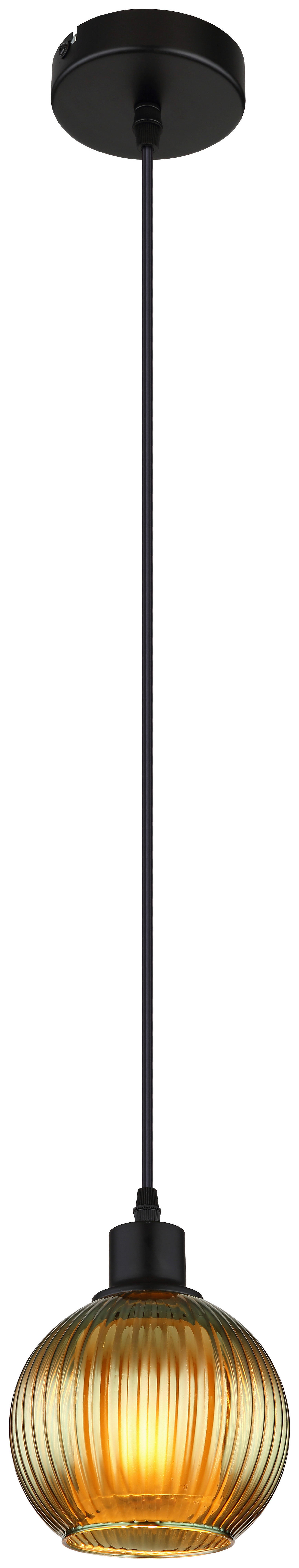 GLOBO Pendelleuchte grün schwarz Metall Glas H/D: ca. 120x15 cm E27 1 Brennstellen Pendelleuchte_Zumba_grün - schwarz/grün (15,00/120,00cm) - GLOBO