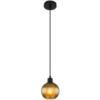 GLOBO Pendelleuchte grün schwarz Metall Glas H/D: ca. 120x15 cm E27 1 Brennstellen Pendelleuchte_Zumba_grün - schwarz/grün (15,00/120,00cm) - GLOBO
