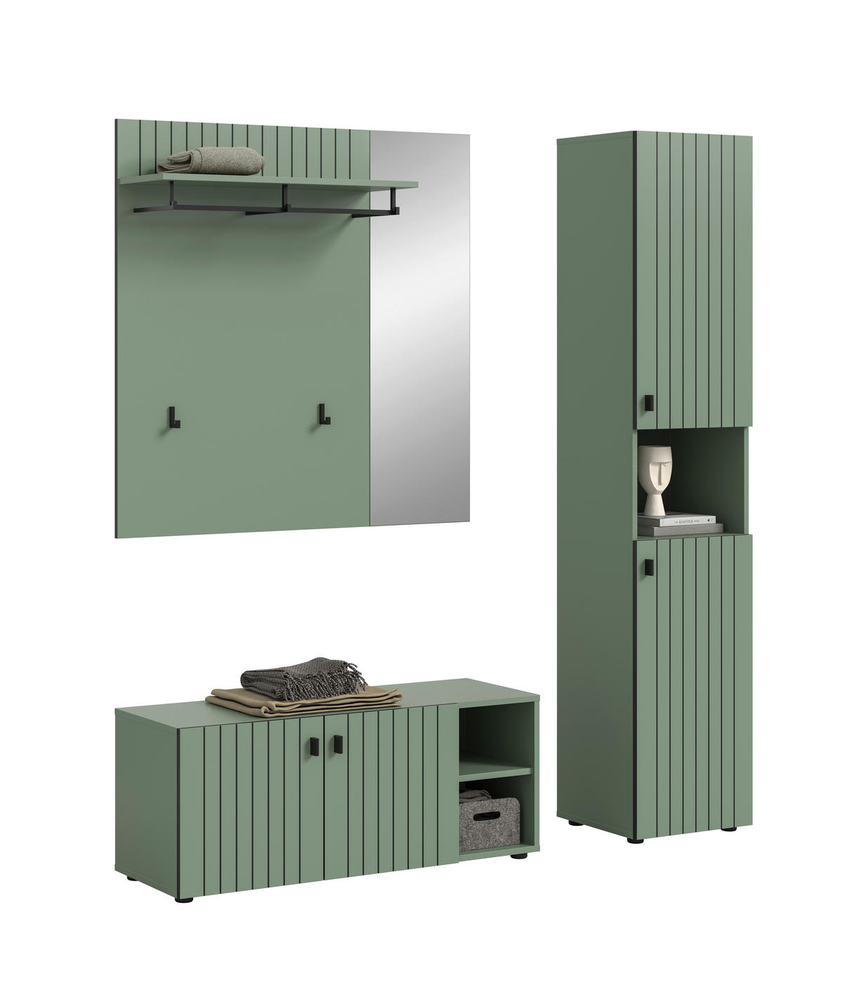 Garderobenset STATION grün B/H/T: ca. 161x192x37 cm STATION - grün (161,00/192,00/37,00cm) - xonox.home