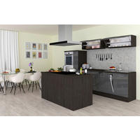 Respekta Inselküche Premium grau hochglänzend B/H/T: ca. 310x200x270 cm Premium - Eiche/grau (310,00/200,00/270,00cm) - Respekta