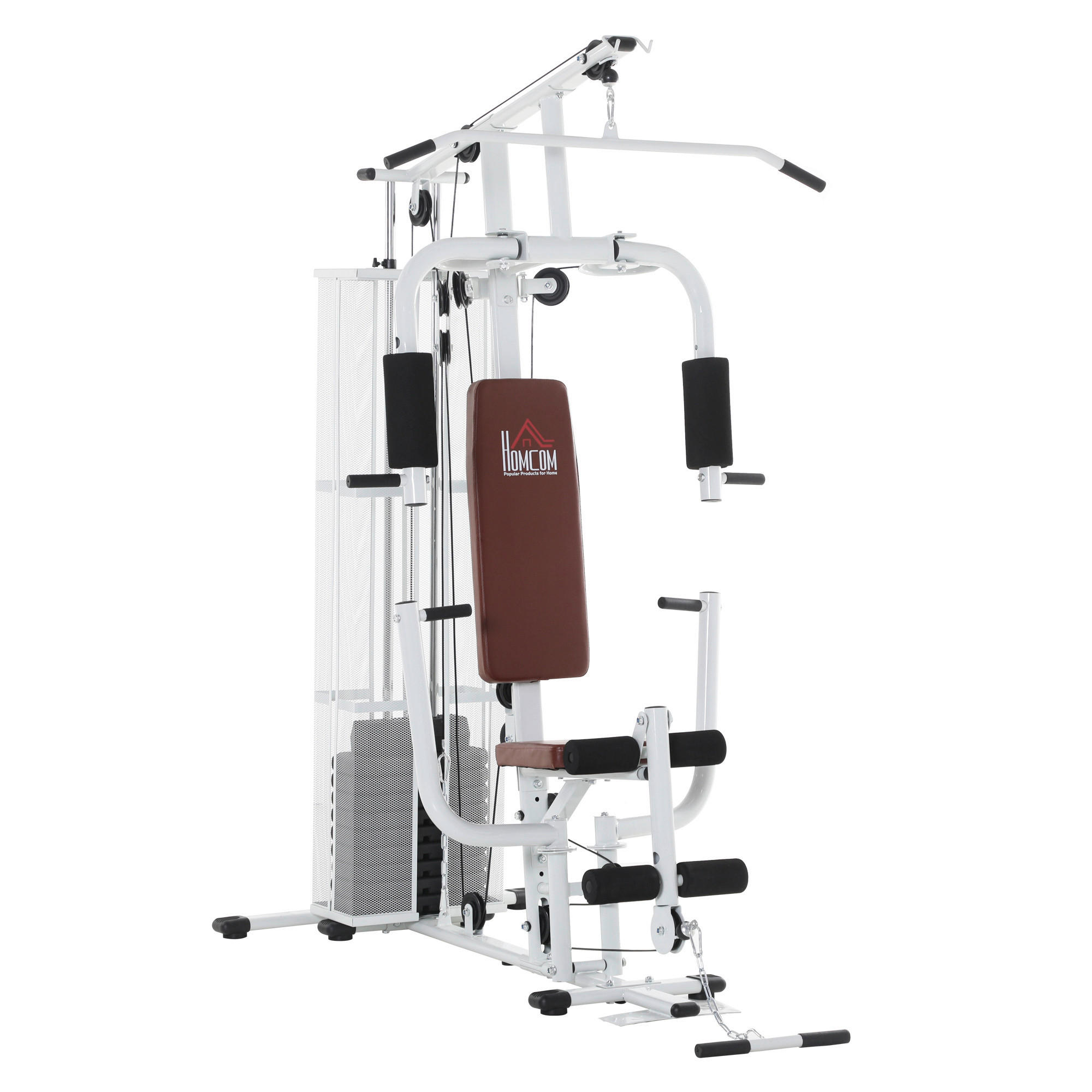HOMCOM Kraftstation weiß Stahl B/H/L: ca. 110x210x150 cm Kraftstation - weiß (150,00/110,00/210,00cm) - HOMCOM