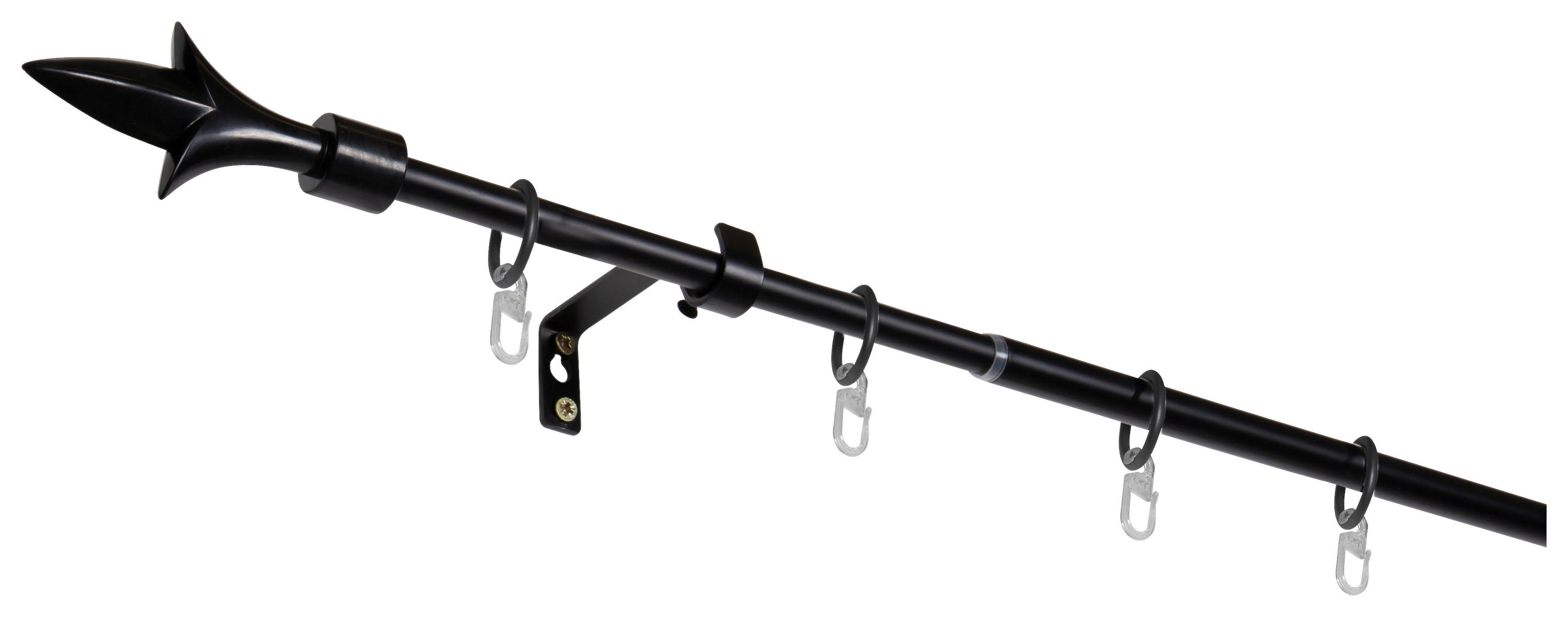 Gardinenstange schwarz Aluminium ausziehbar von ca. 130 bis 240 cm 1.0 Läufe Gardinenstange_Lance - schwarz