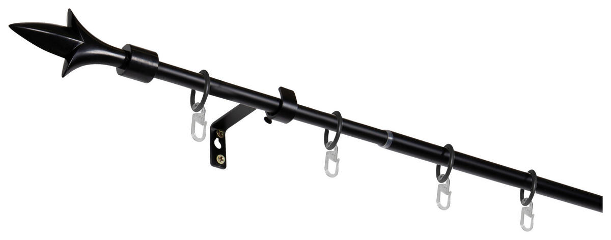 Gardinenstange schwarz Aluminium ausziehbar von ca. 130 bis 240 cm 1.0 Läufe Gardinenstange_Lance - schwarz