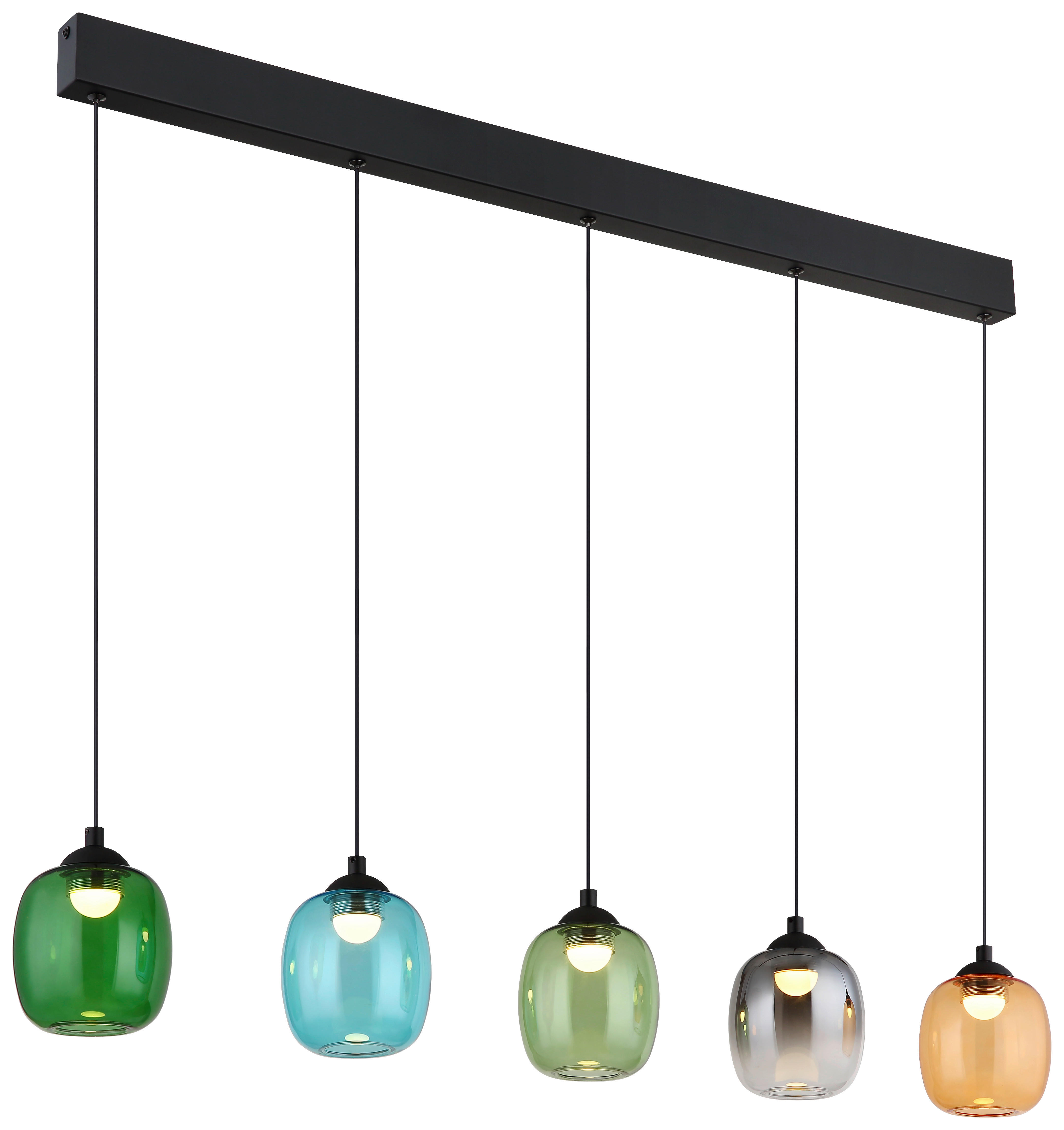 GLOBO LED-Pendelleuchte MINARA 31470508 bunt schwarz Metall Glas Kunststoff B/H/L: ca. 102x150x12 cm 1.0 Brennstellen MINARA - bunt/schwarz (12,00/102,00/150,00cm) - GLOBO