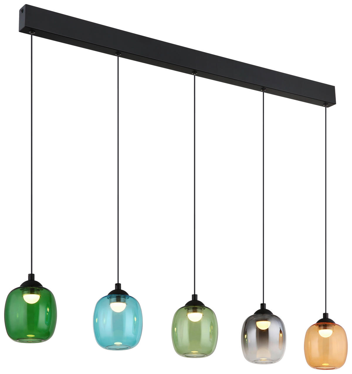 GLOBO LED-Pendelleuchte MINARA 31470508 bunt schwarz Metall Glas Kunststoff B/H/L: ca. 102x150x12 cm 1.0 Brennstellen MINARA - bunt/schwarz (12,00/102,00/150,00cm) - GLOBO