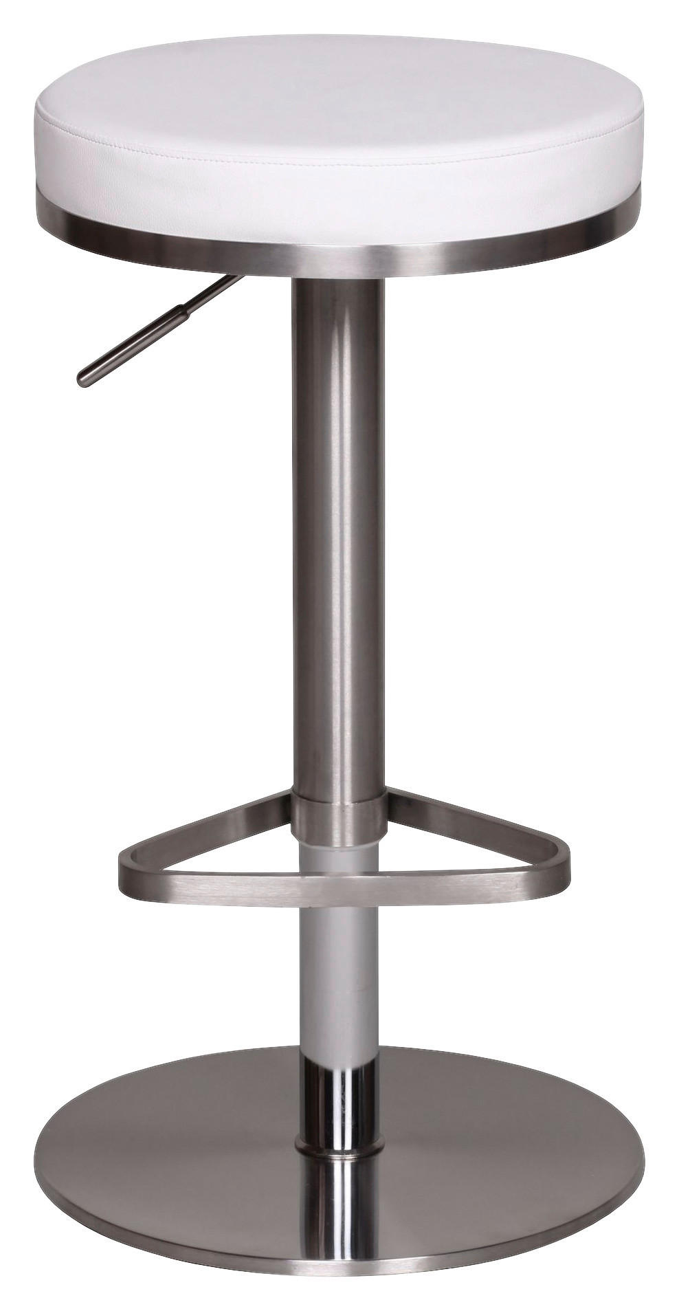 Barhocker weiß Edelstahl Kunstleder Edelstahl Edelstahl Barhocker Durable M7 - weiß/Edelstahl - Wohnling