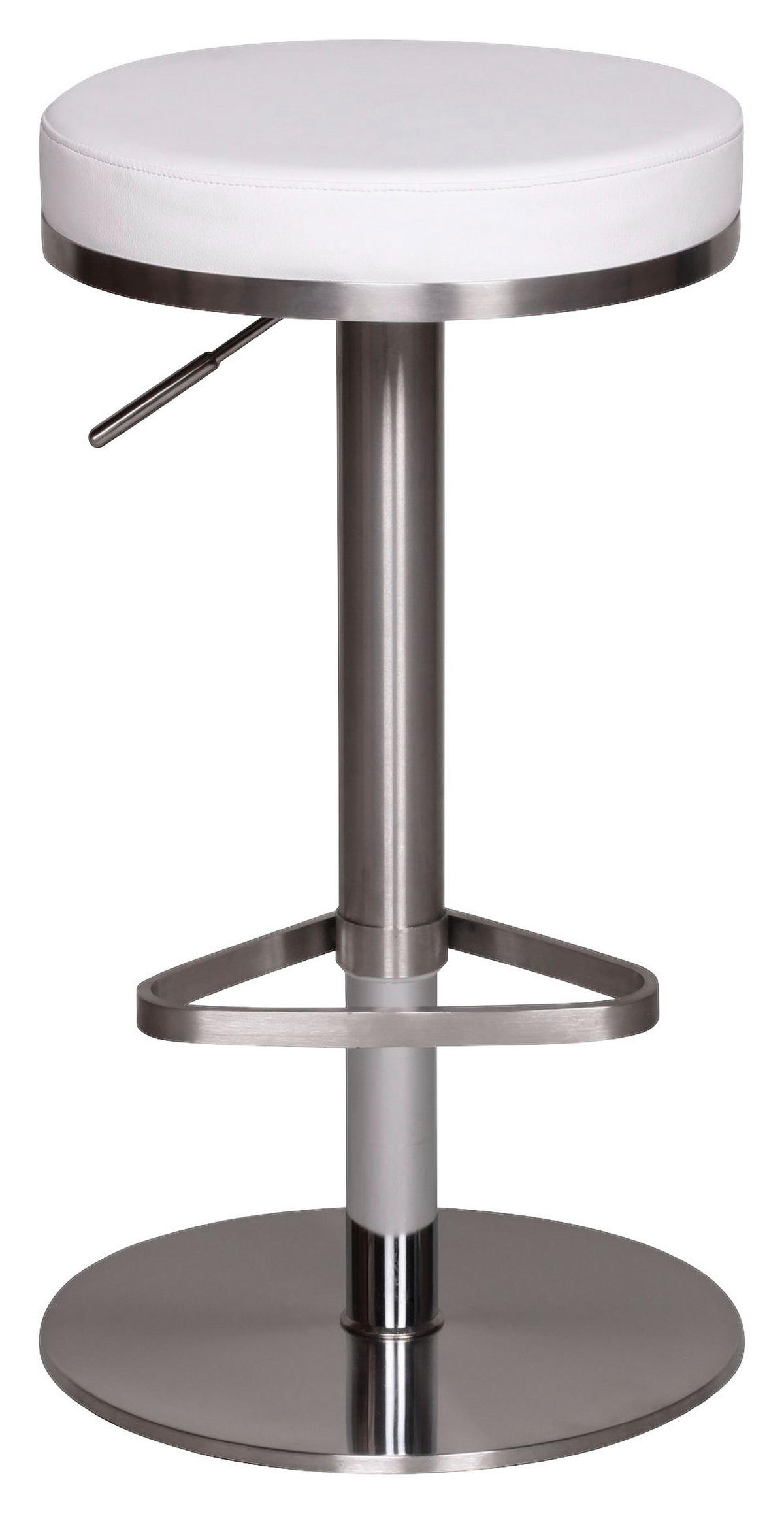 Barhocker weiß Edelstahl Kunstleder Edelstahl Edelstahl Barhocker Durable M7 - weiß/Edelstahl - Wohnling