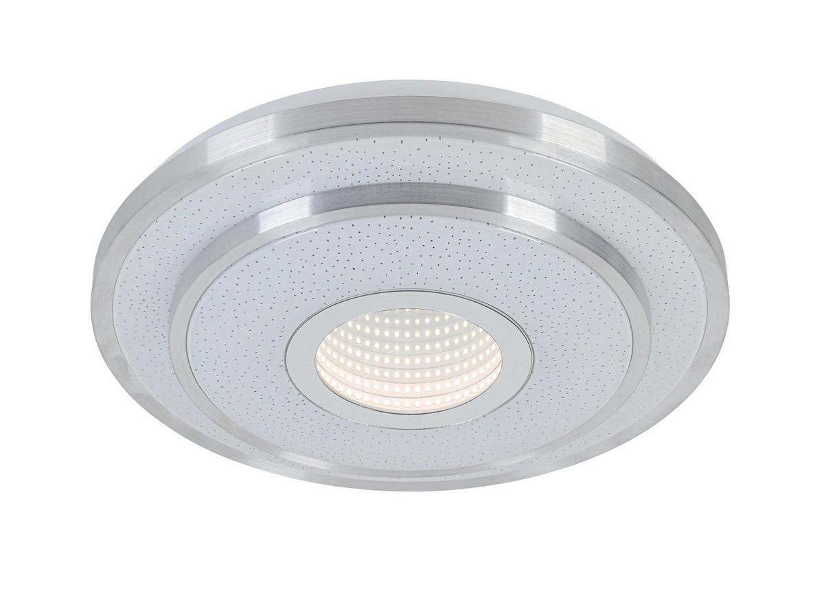 Nolo LED Deckenleuchte Chrom weiß Kunststoff Metall B/H/L: ca. 38x7,5x38 cm null 2 Brennstellen LED-Deckenleuchte_Nici - weiß/Chrom (38,00/38,00/7,50cm) - Nolo