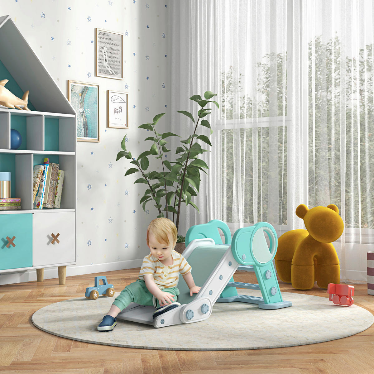 AIYAPLAY Outdoor-Spielzeug grün B/H/L: ca. 53x120x53 cm Kinderrutsche - grün (53,00/53,00/120,00cm) - AIYAPLAY