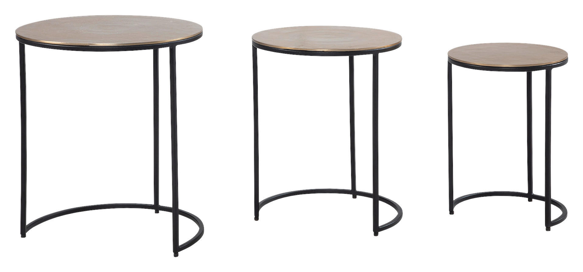 Beistelltisch 3er.-Set. gold schwarz B/H/T: ca. 45x55x45 cm 3er.-Set. - gold/schwarz (45,00/55,00/45,00cm) - Wohnling