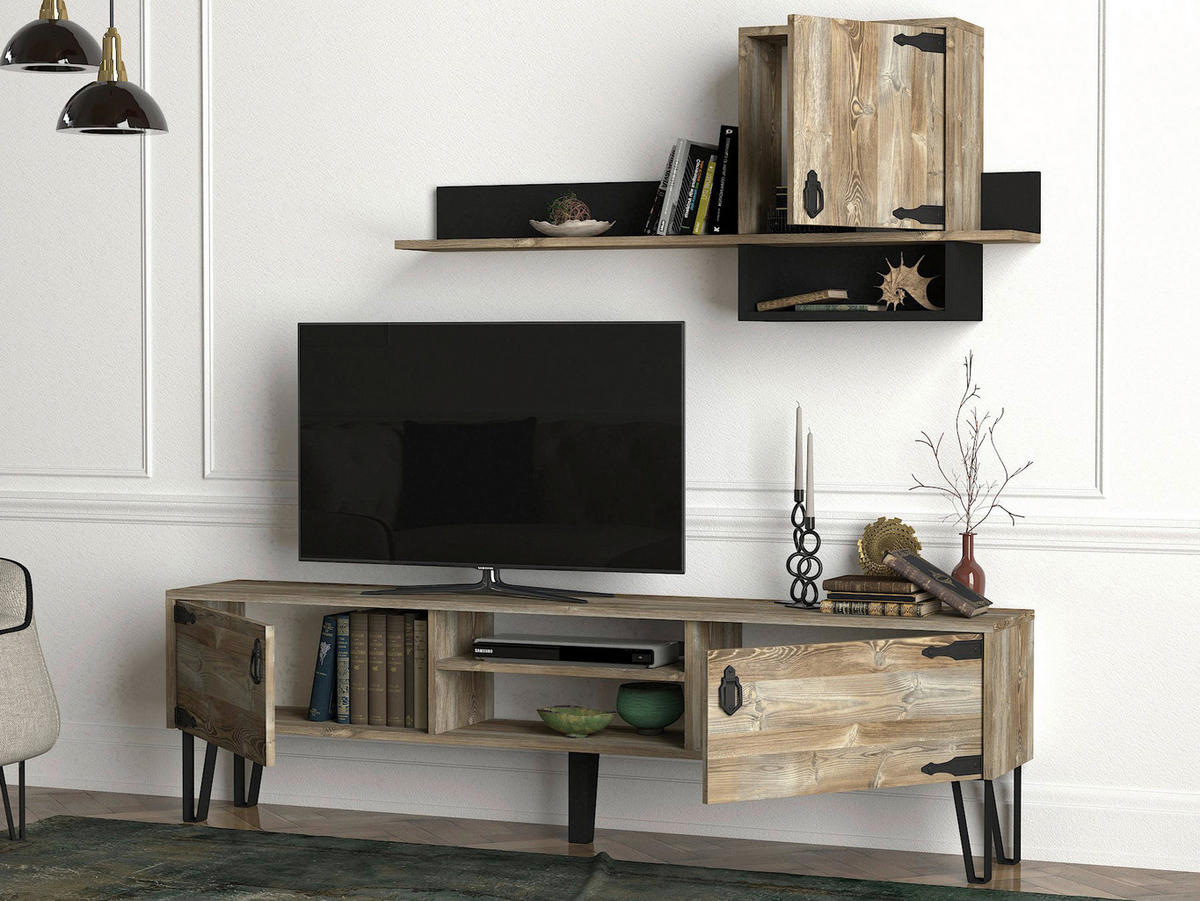 Wohnwand Costa Eiche Nachbildung B/H/T: ca. 180x49x29,5 cm Costa - Eiche (180,00/49,00/29,50cm) - moebel17
